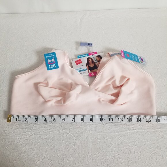 Hanes Signature Smooth Comfort Womens XXL+ 2XL+ D-DDD Peach Wireless Cool Bra - Picture 8 of 11